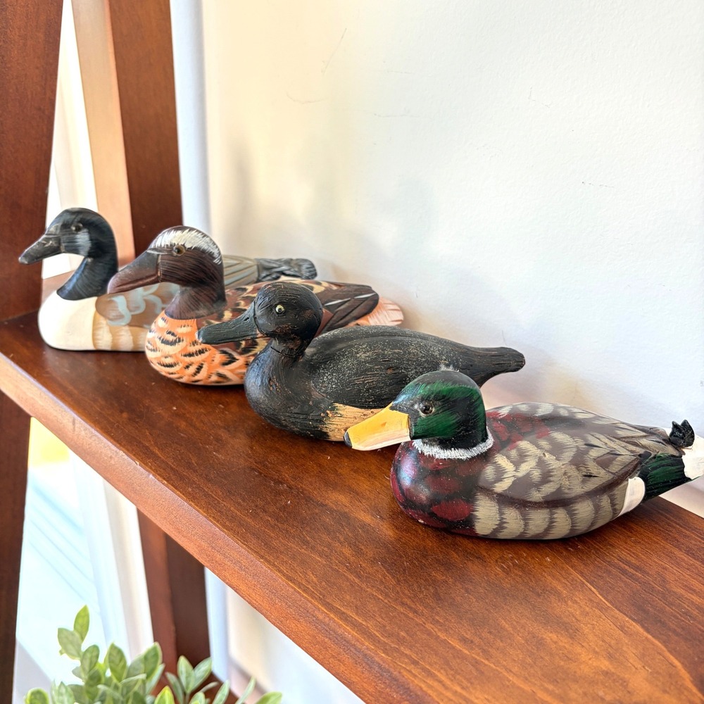 Duck Decoy Set of 4 Hand Painted Resin Mallard Figurines